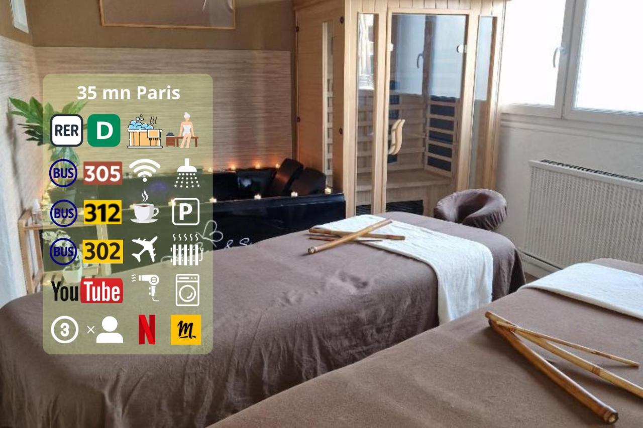 Derniere Reservations Avant Indisponibilite En Septembre Pour 12 Mois, Illimites Jacuzzi Spa Bain A Remous Interieur, Sauna Interieur, Parking Reserve, Vue Et Acces Parc, Prestations Uniques, 1Er Etage Corbeil-Essonnes Esterno foto